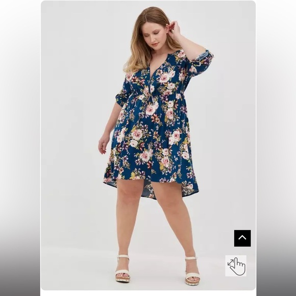 Torrid Floral Mini Challis High-Low Shirt Dress BNWT Size 1 - Picture 8 of 12